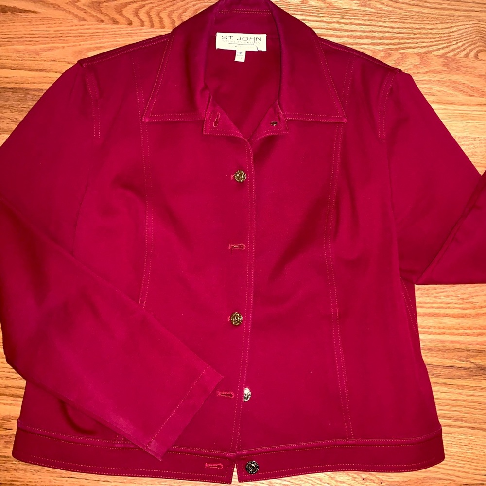 St John Sport Essentials Cranberry Jacket w/Gold